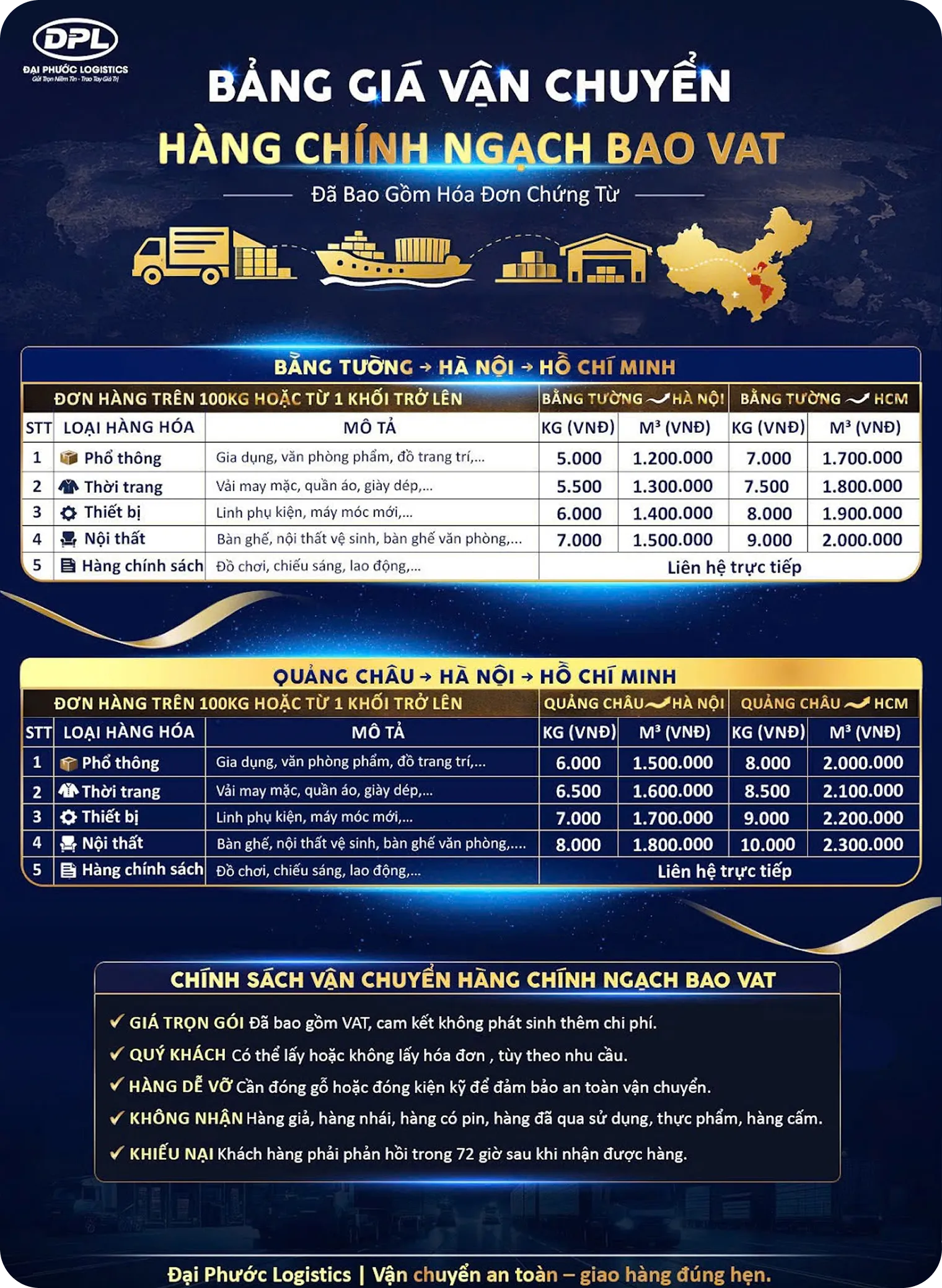 Bảng giá ghép container chính ngạch